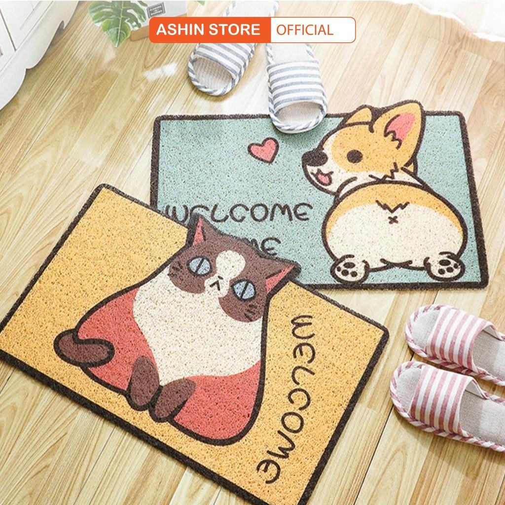 Thảm Lau Chân Chống Trơn Trượt Thấm Nước Hình Thú 3D Cute Cho Nhà Cửa