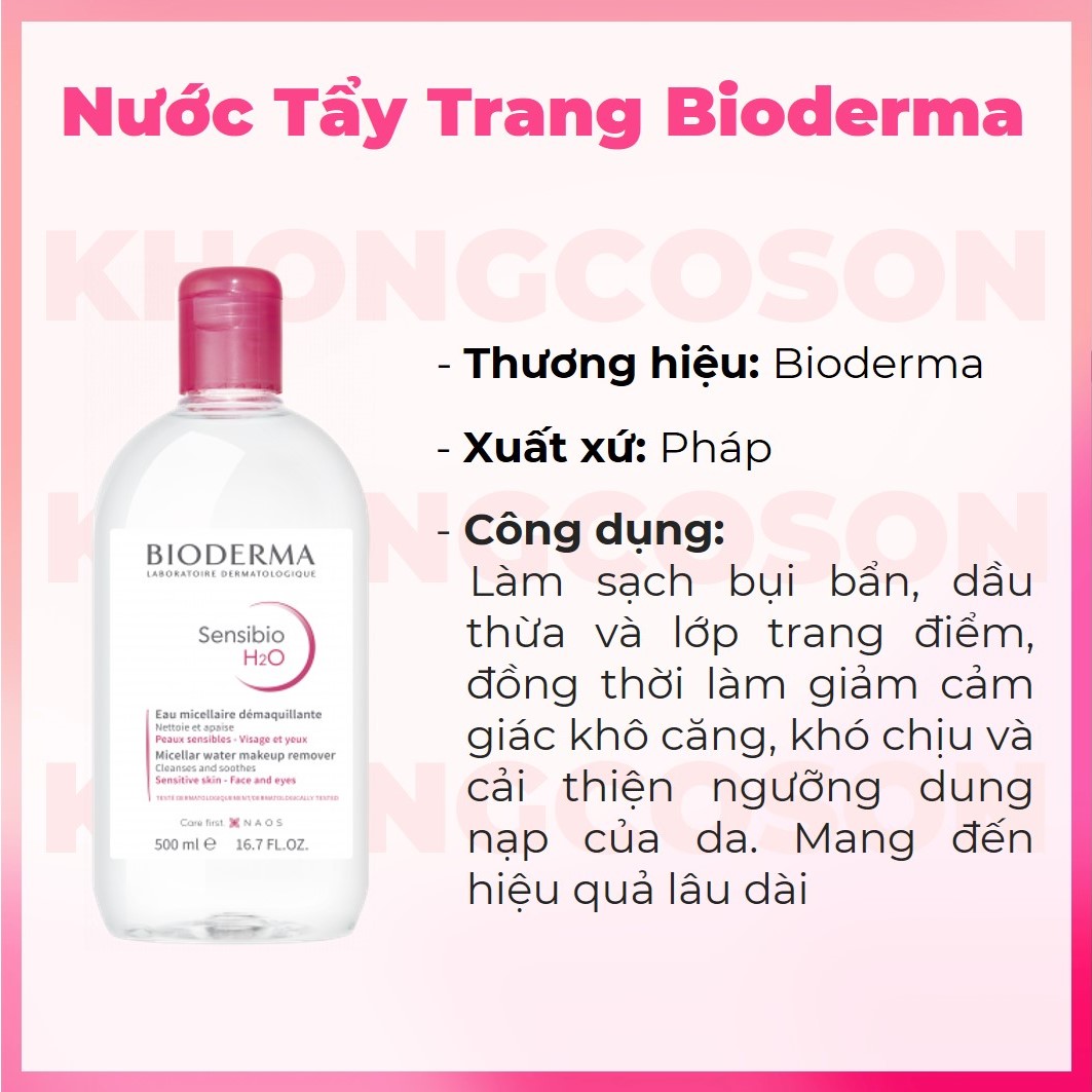 Dung Dịch Làm Sạch Và Tẩy Trang Công Nghệ Micella Bioderma Sensibio H2O + Tặng Túi Đựng Mỹ Phẩm Cao Cấp