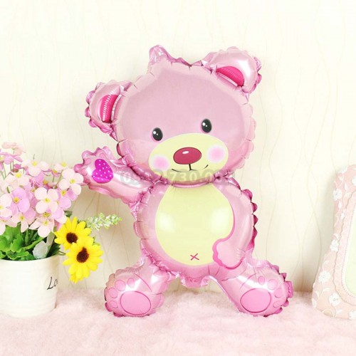 Bóng hình gấu 3d trang trí sinh nhật-Bóng Bay Sinh Nhật Hình Gấu-Bóng nhôm trang trí hình gấu ôm bánh gấu teddy
