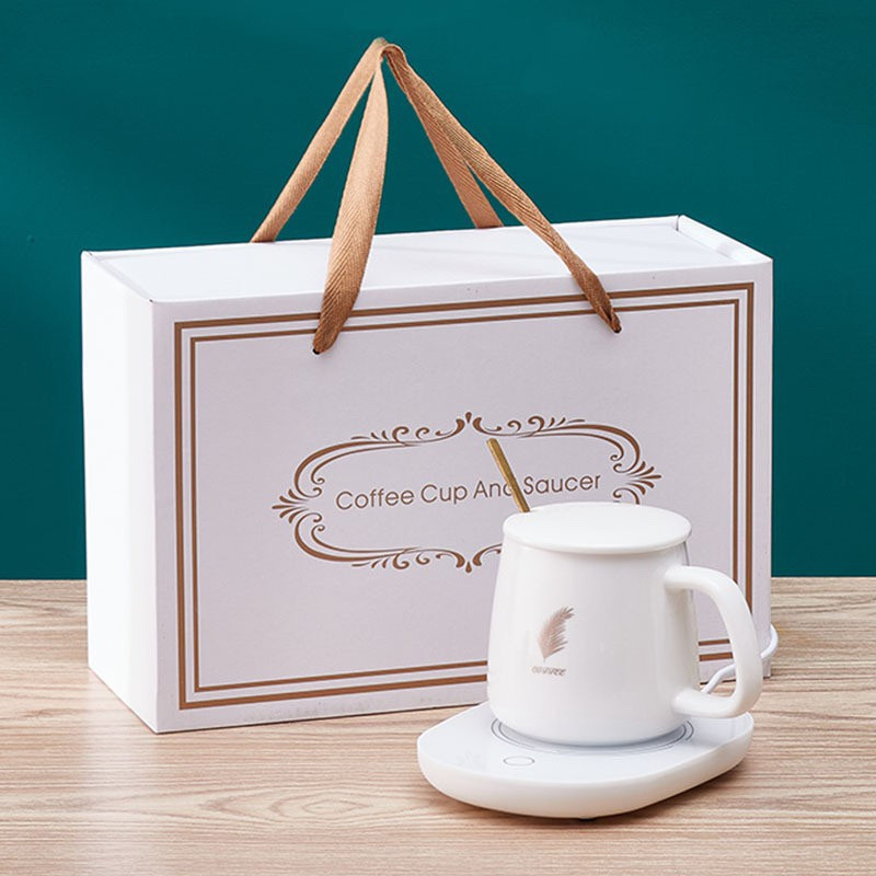 Ly hâm nóng cafee , đồ uống ,kèm đế điện và thìa mạ vàng cao cấp kèm hộp đựng sang trọng 
