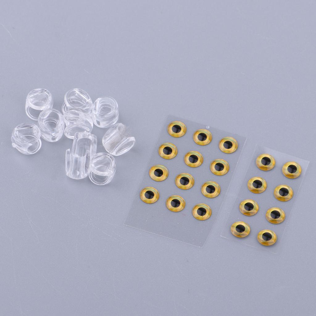 20pcs 3D Fishing Eyes Fishing Lure Eye & 10pcs Fishing Head Great Accessory for Make Fishing Bait, Fly Tying, Fishing Lures, Crafts