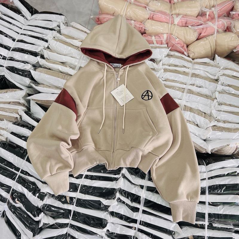Áo khoác nỉ nỉ dệt dày túi trong xitin ngộ nghĩnh-A2123 - Be