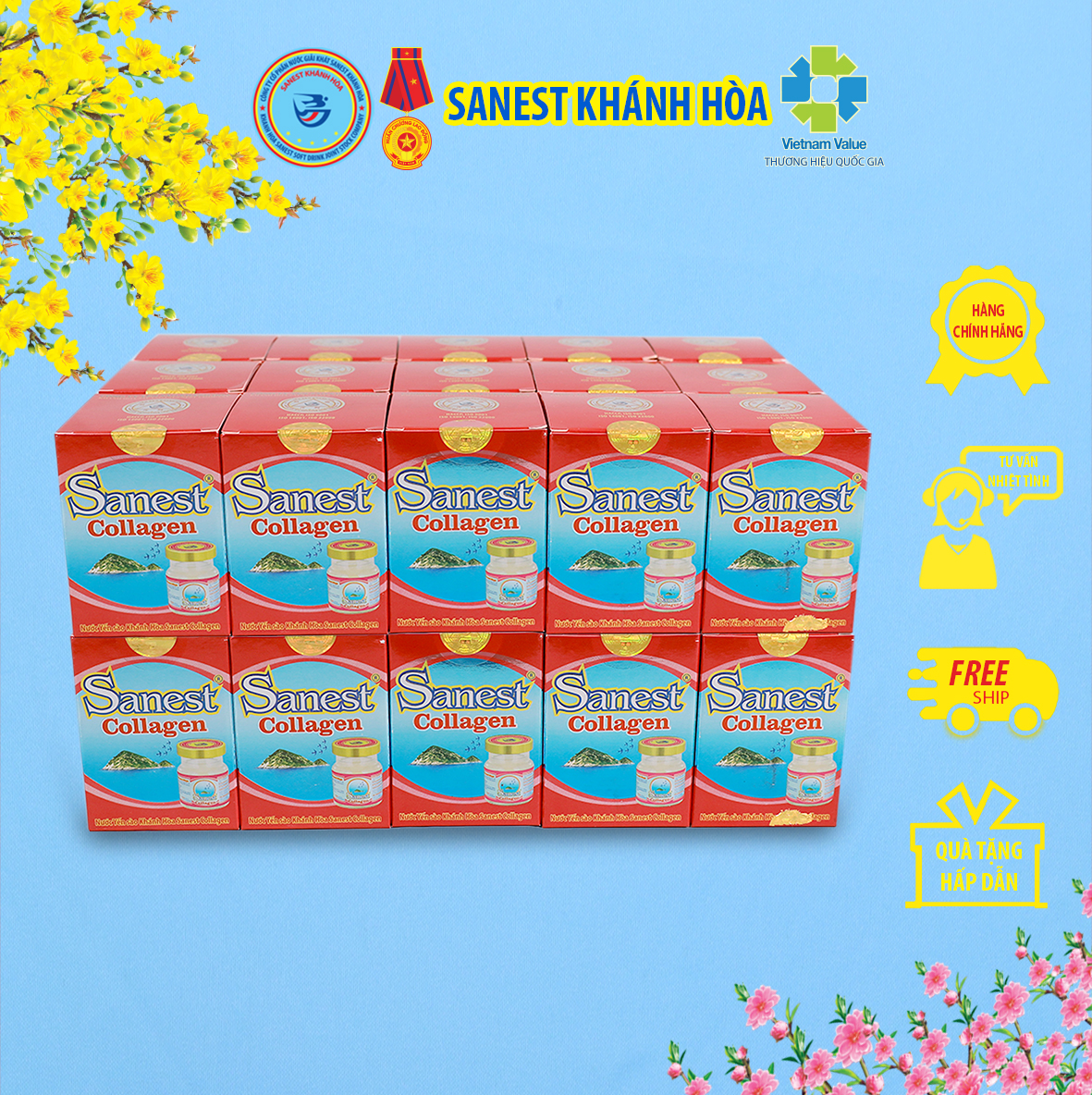 Nước Yến sào Khánh Hòa Sanest Collagen đóng lọ 70 ml