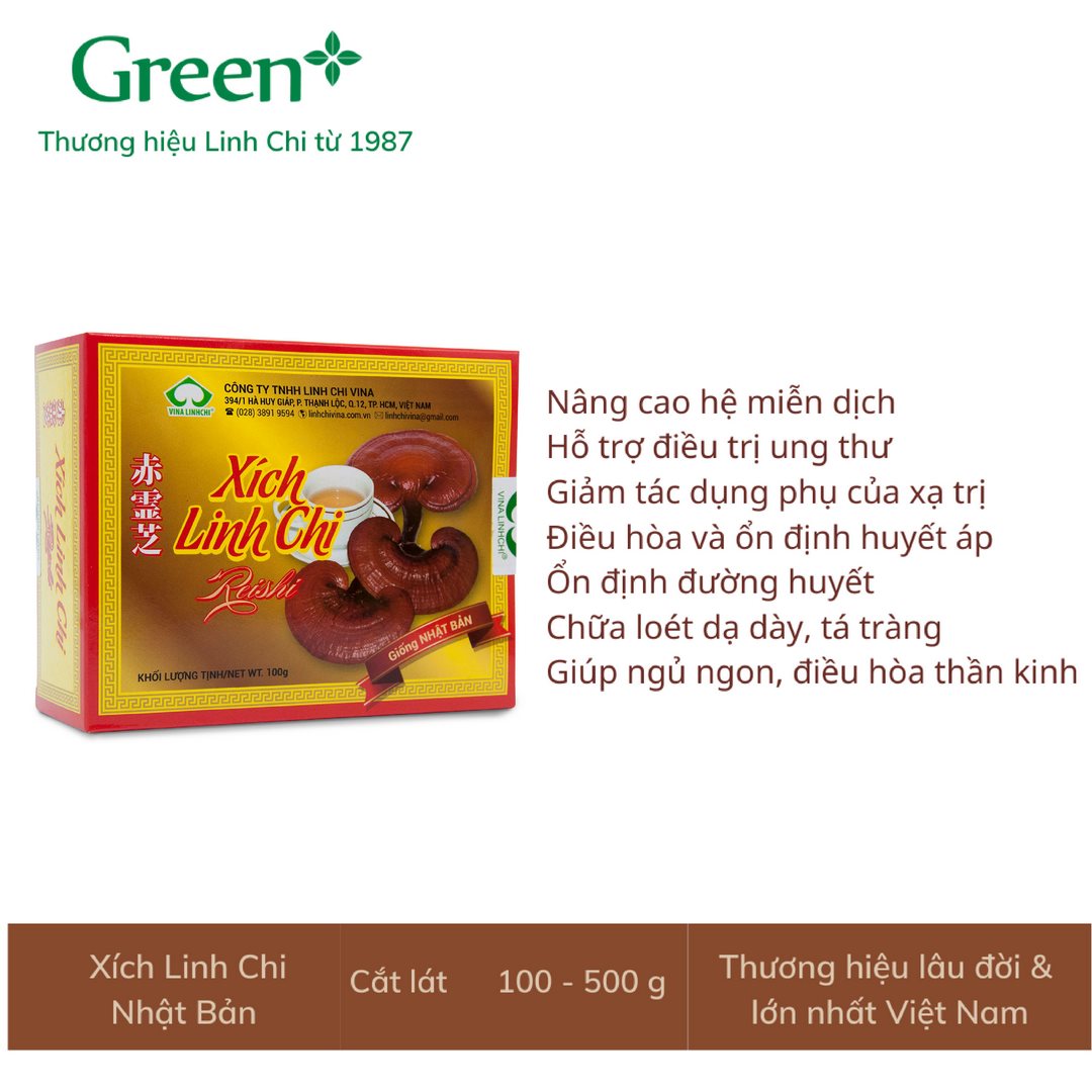 Nấm Xích Linh Chi Nhật - Cắt lát - Hộp 100g - Linh Chi Vina