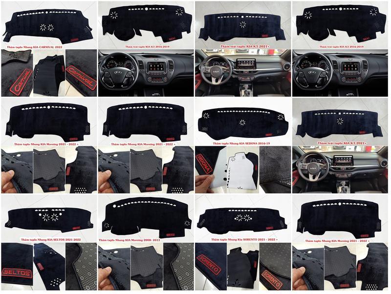 Thảm KIA đủ các xe như K3, K5 Cerato, Morning, Soluto, Sonet. Seltos, Carnival, Sorento...vv. hãy bấn để chọn đúng xe của bạn