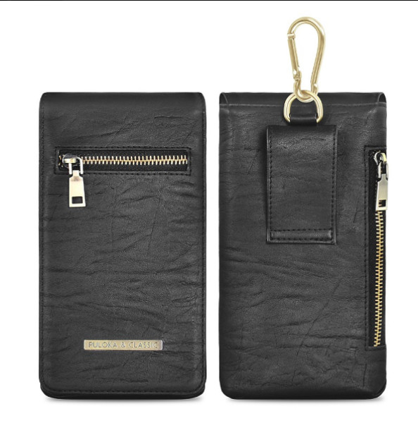 Bao da túi 2 ngăn đeo hông thắt lưng loại đứng cho điện thoại nhiều size từ 5 inch đến 6.5 inch hiệu Greencase Poluka - Hàng nhập khẩu