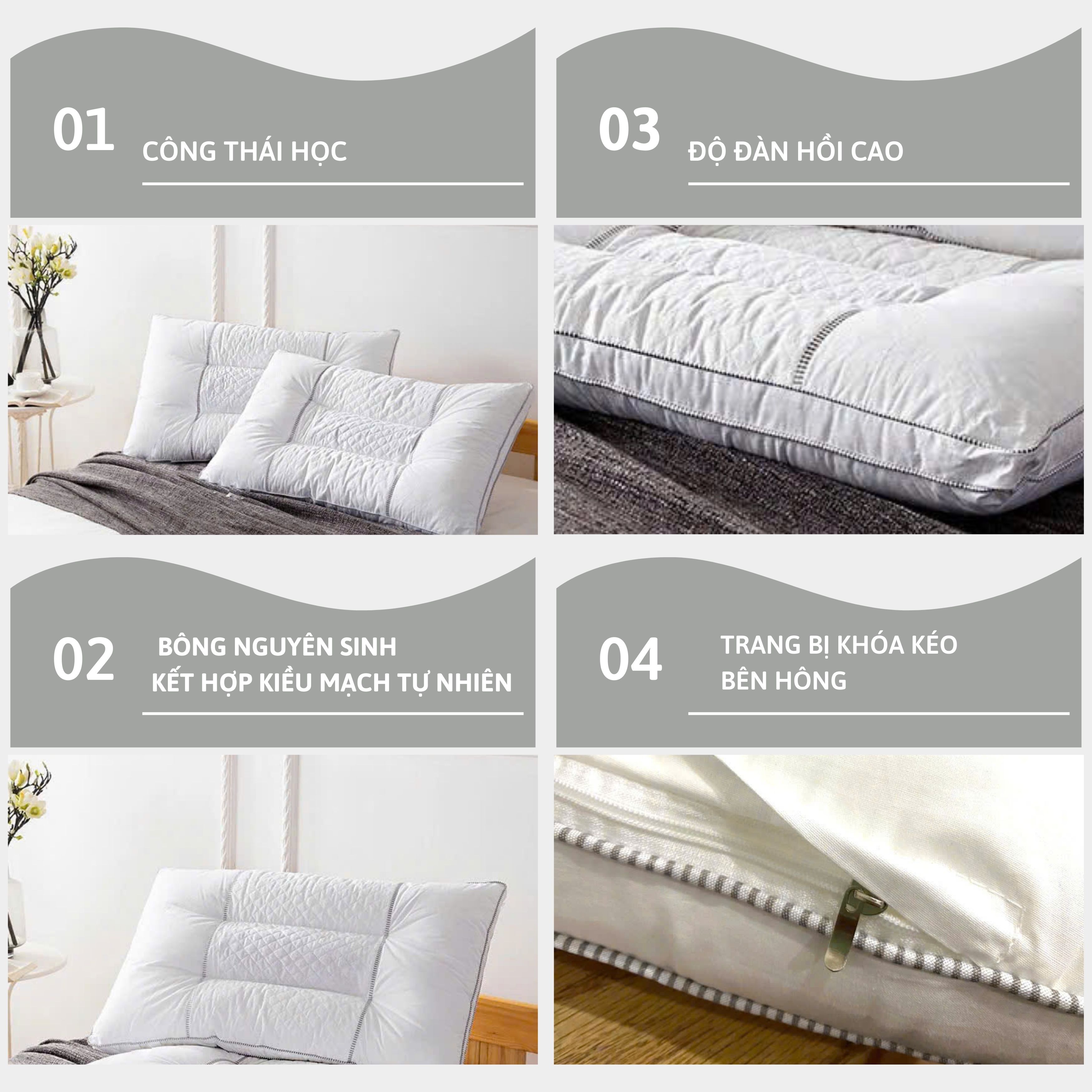 Ruột Gối Kiều Mạch Homemark Cao Cấp - Hỗ Trợ Giấc Ngủ Sâu, Êm Ái, Tự Nhiên, Thoáng Khí - Kích Thước 50x70cm