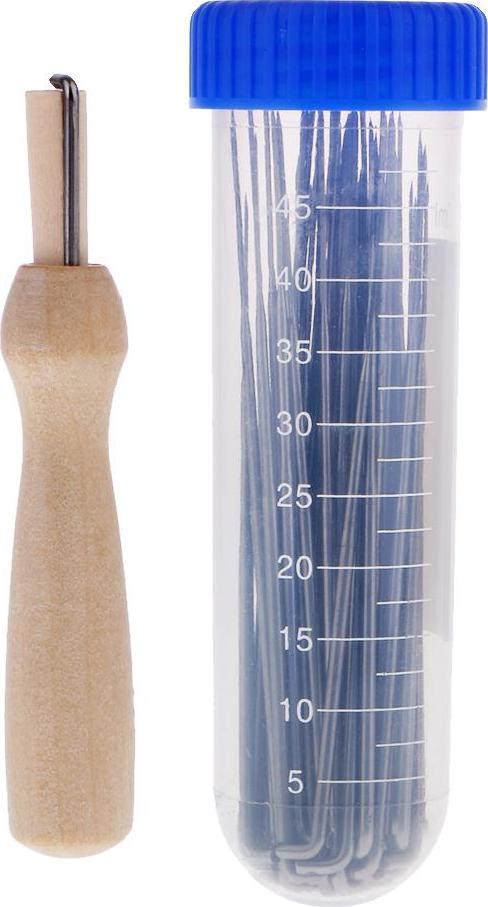 60 Chiếc 3 Size Nỉ Kim Len Cảm Thấy Dụng Cụ Với 1 Cái Rõ Ràng Chai Và 1 Chiếc Tay Cầm Bằng Gỗ