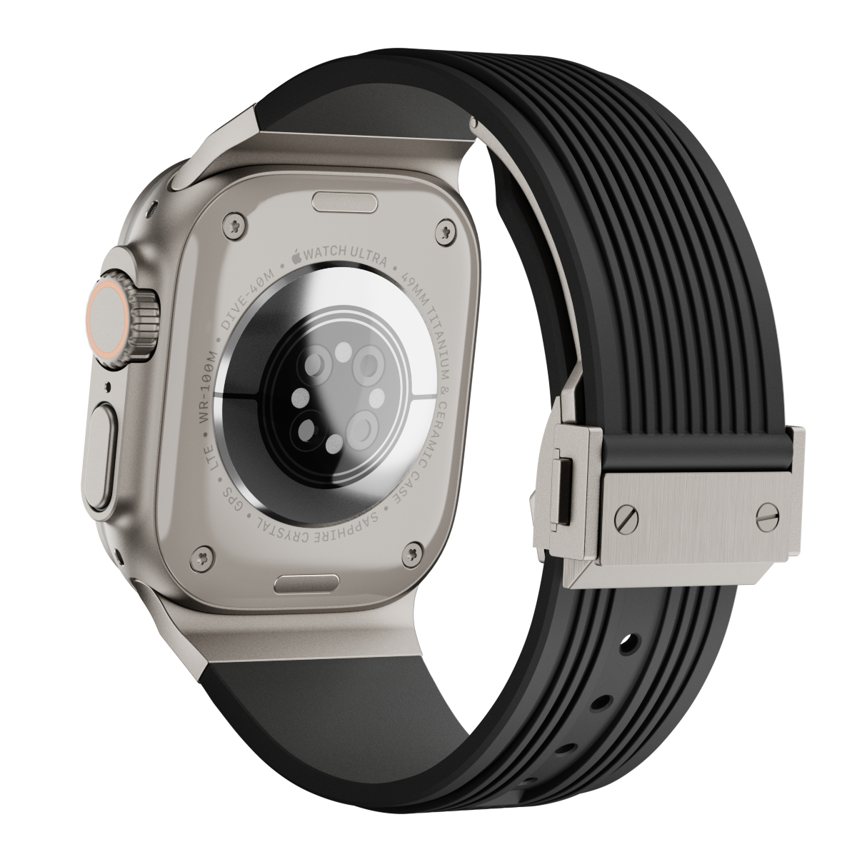 Dây Silicone Đầu Nối Kim Loại Hublot Style cho Apple Watch Ultra 1/2 &amp; Apple Watch Series 4/5/6/7/8/9/SE/10 Size 44/45/46/49mm - Hàng Chính Hãng
