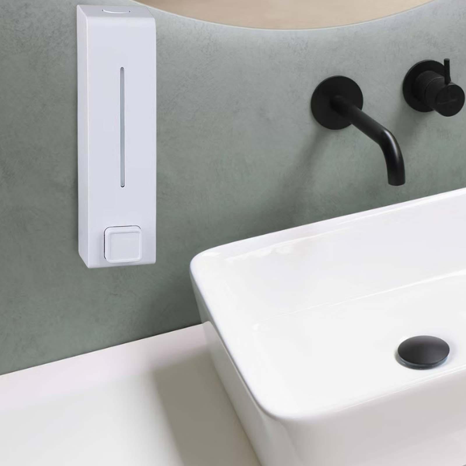 Soap Dispenser Bathroom Wall Mounted Hand Wash Gel Shampoo Toilet Kitchen White