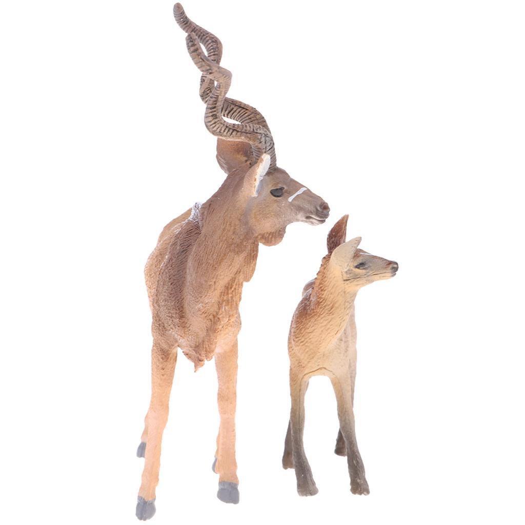 2pcs Antelope Model  Animal Solid Figurines Collection Kids Toys