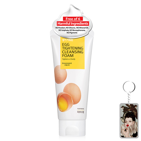 Sữa rửa mặt trứng Welcos Egg Tightening Cleansing Foam Hàn Quốc 130g + Móc khóa