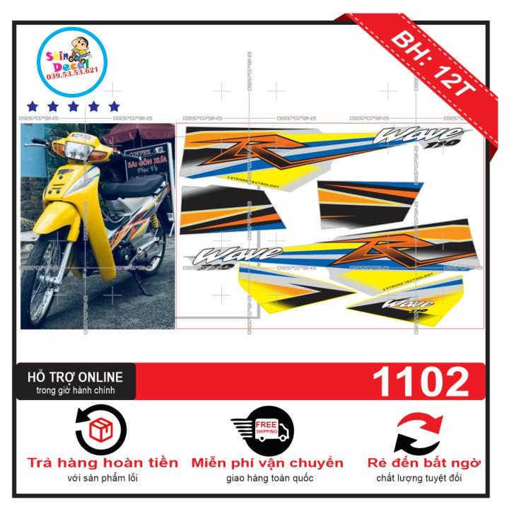 Tem rời wave nhỏ đời đầu chữ R dán xe vàng