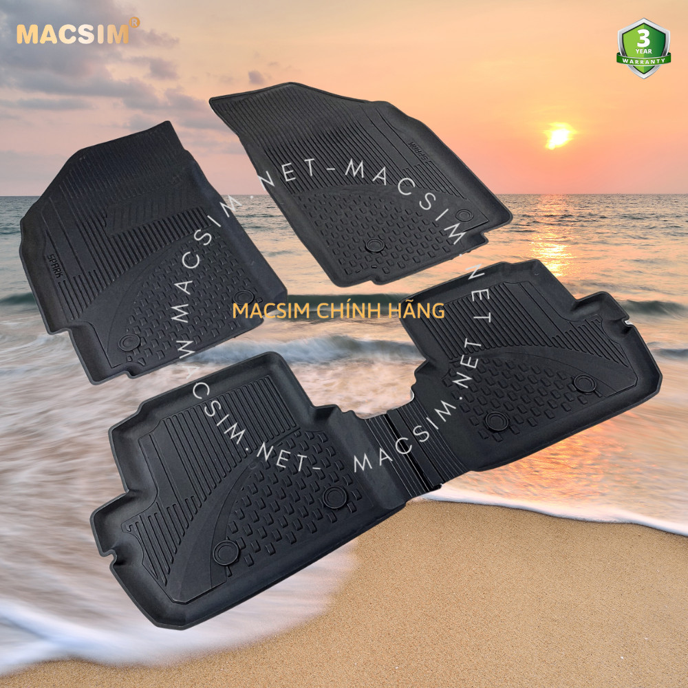 Thảm lót sàn ô tô nhựa TPE Silicon chevrolet spark 2009- 2022 Black Nhãn hiệu Macsim