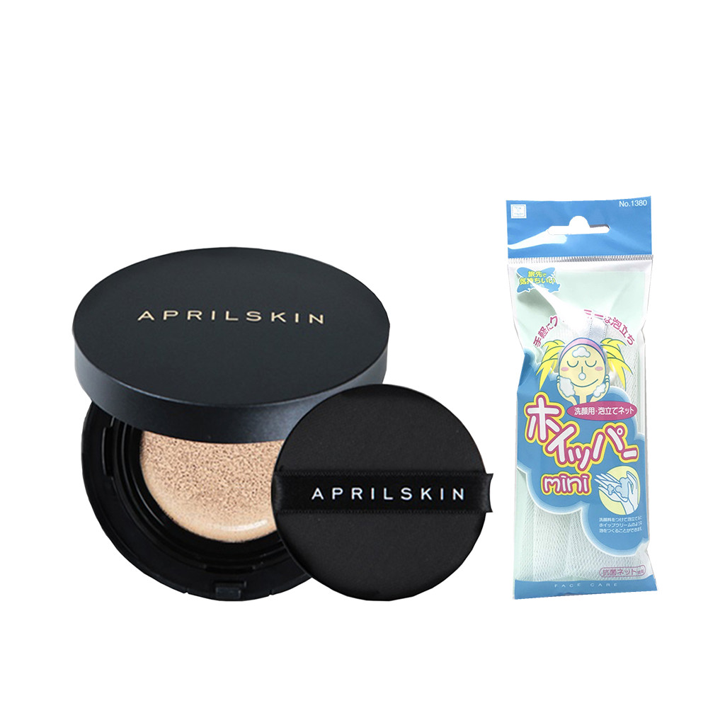 Phấn Nước Che Phủ Tốt, Dưỡng Ẩm Cho Lớp Nền Hoàn Hảo April Skin Magic Snow Cushion SPF50+/PA+++ 15g + Tặng kèm 1 túi lưới rửa mặt tạo bọt