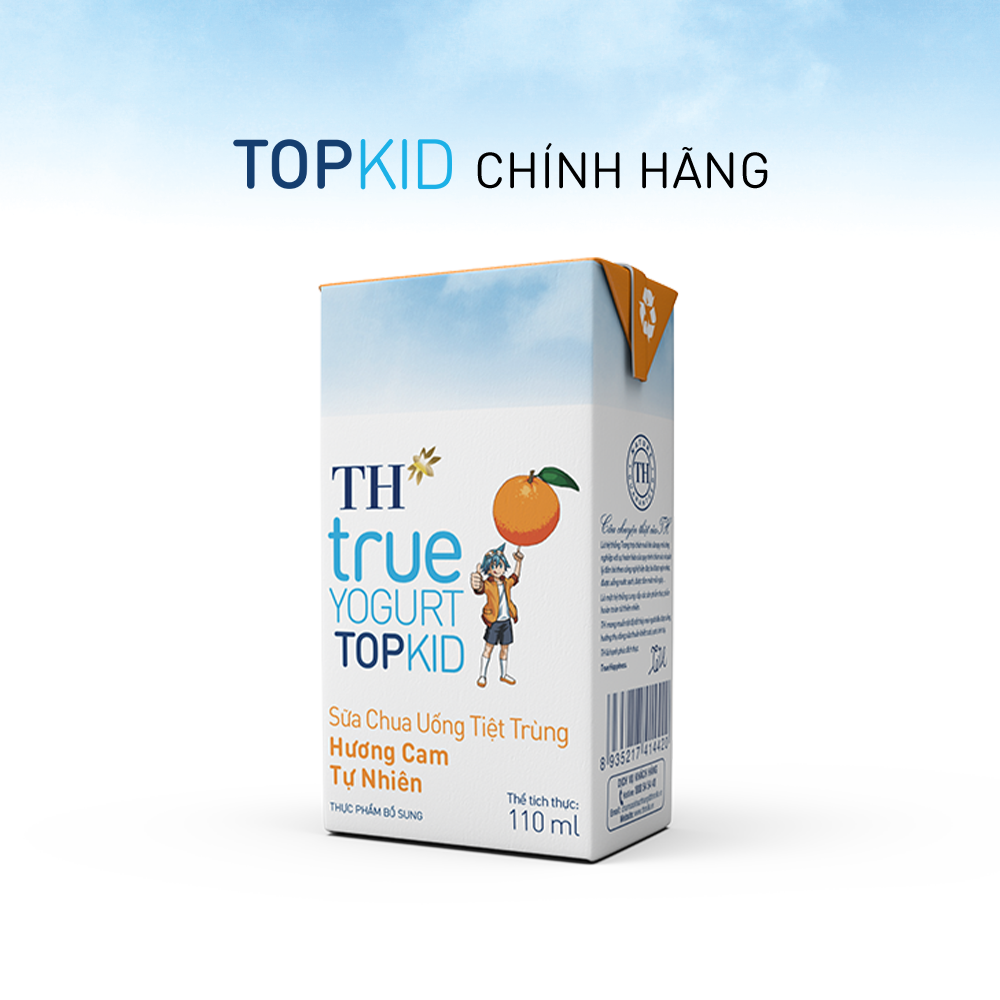 Thùng 48 hộp sữa chua uống tiệt trùng TH true YOGURT TOPKID hương cam tự nhiên 110 ml (110 ml x 48)