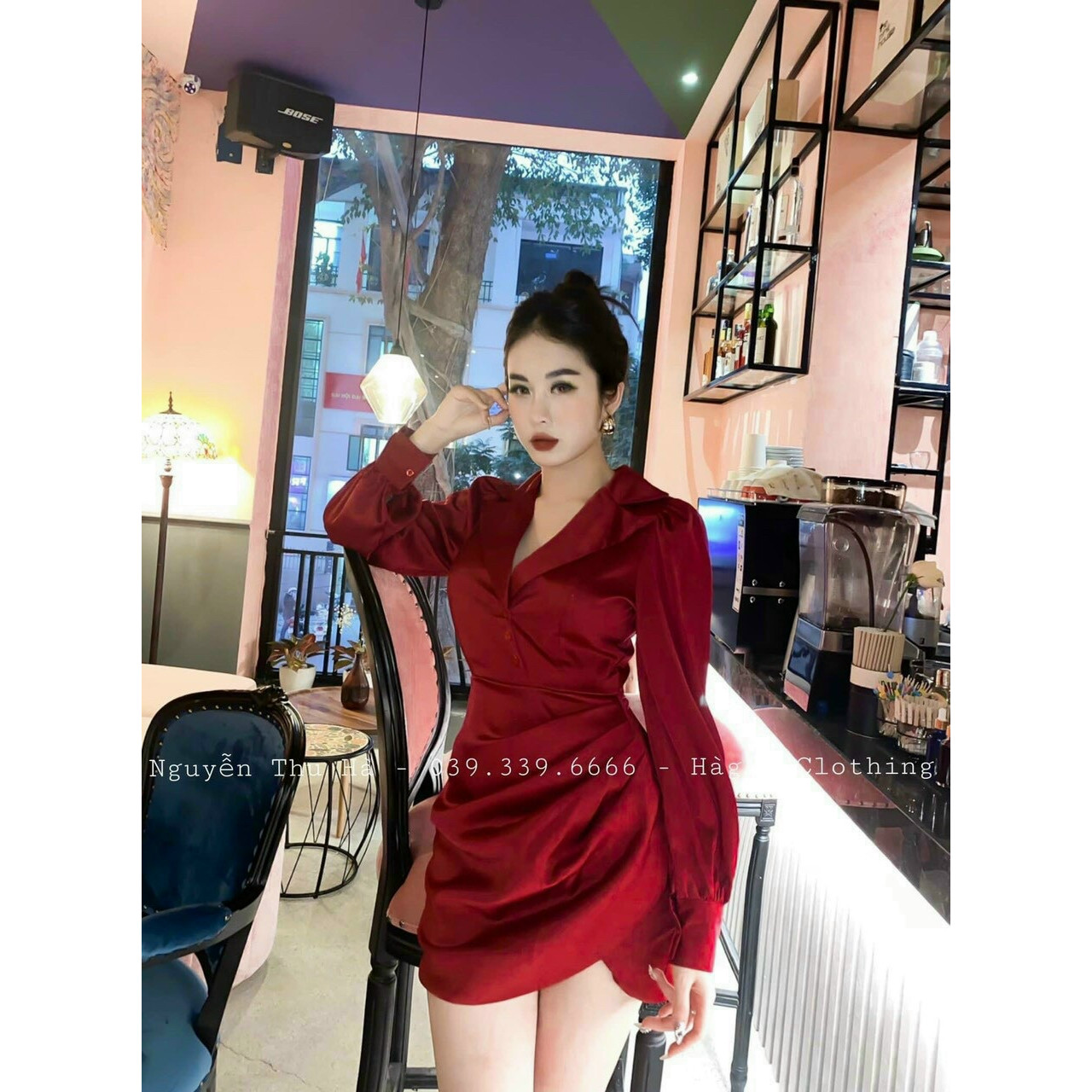 Đầm body tay dài cài khuy thời trang cực nữ tính