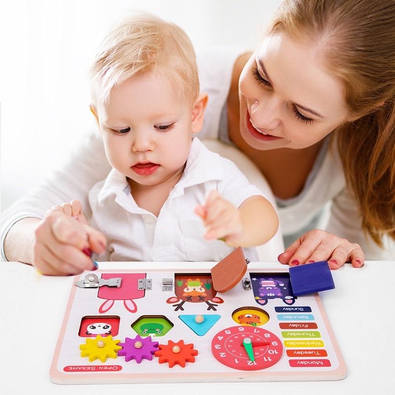 Bảng bận rộn Busy lock board toy, đồ chơi gỗ-giáo dục sớm giúp bé phát triển toàn diện- thật sự cần thiết nhé các mẹ