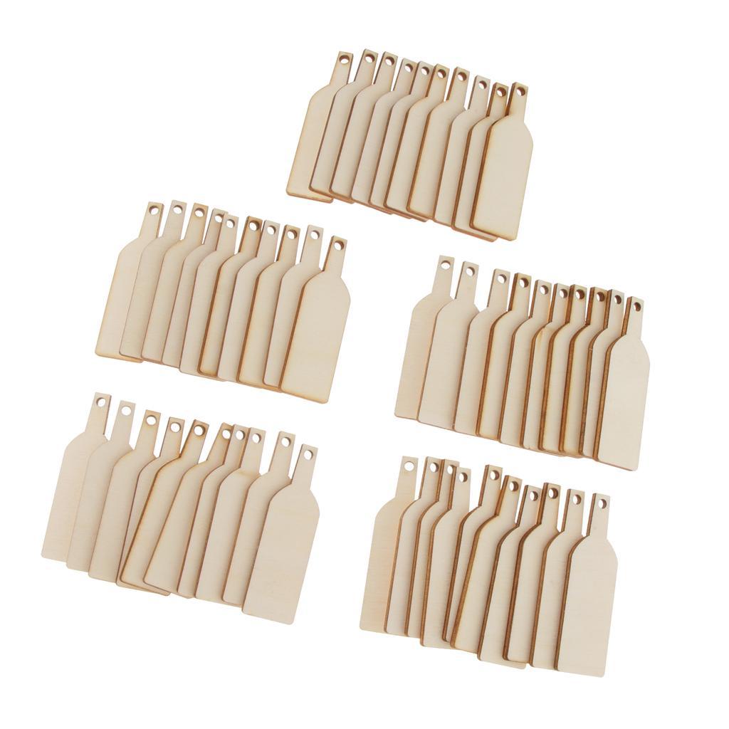 3-14pack 50 Pieces Blank Wooden Wine Bottle Cutout Gift Tags Label Ornament DIY