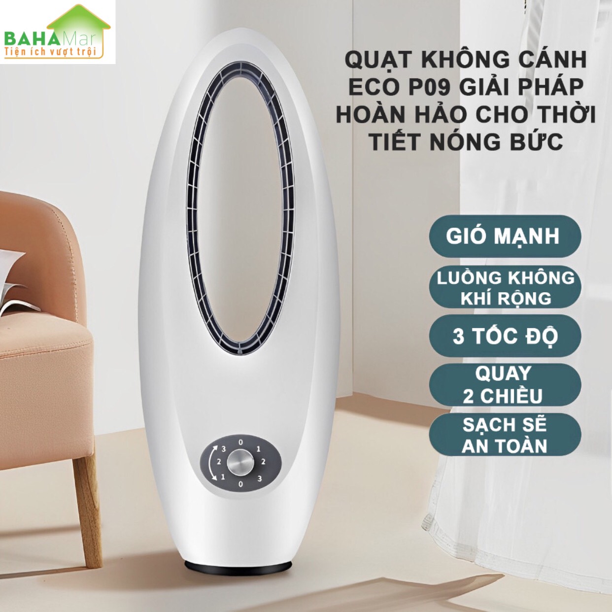 QUẠT THÁP KHÔNG CÁNH SIÊU ÊM TIẾT KIỆM ĐIỆN, XOAY ĐẢO KHÔNG KHÍ TIỆN LỢI "BAHAMAR" công nghệ mới, siêu êm, siêu tiết kiệm điện
