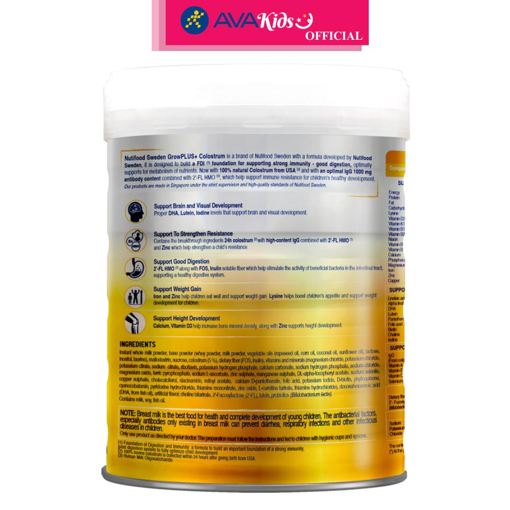 Sữa bột Nutifood GrowPLUS+ vàng 1+ (sữa non) hương vani 800g (1 - 2 tuổi) - Hàng Chính Hãng