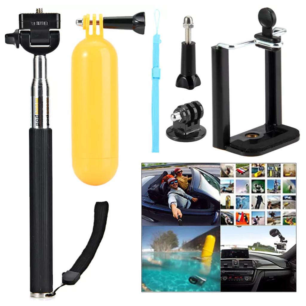 Yellow Floaty Stick Action Camera Accessories Bundle Kit for Gopro