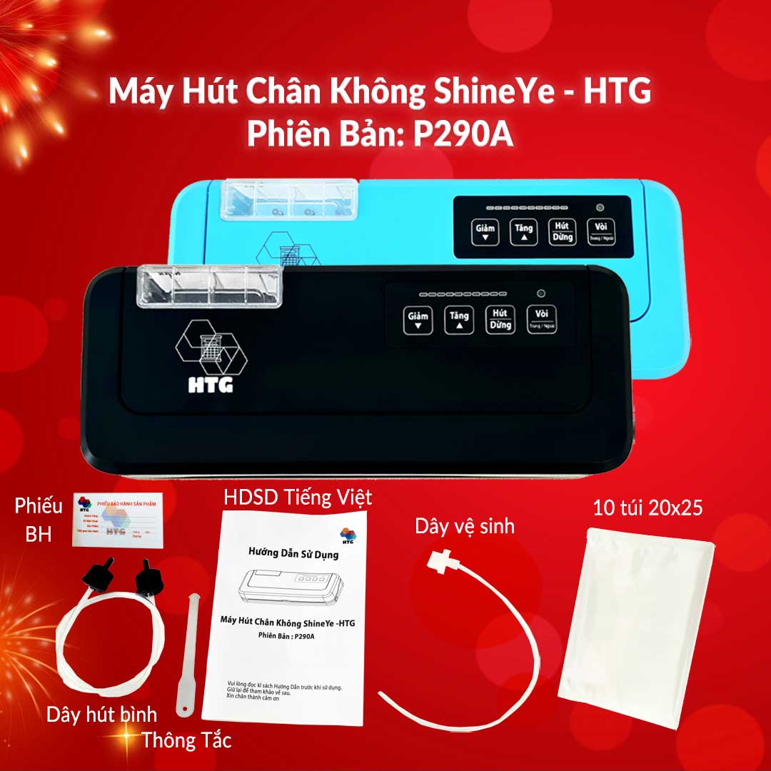 Máy Hút Chân Không Không Kén Túi Shineye P290A, Hút Khô và Hút Ướt, Công Suất Mạnh Mẽ 220W, Tặng Kèm 10 Túi Hút Chân Không, Hàng Chính Hãng