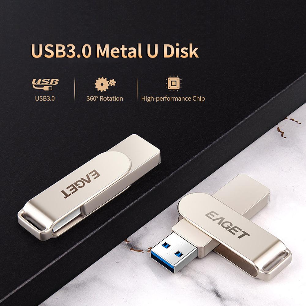 
Ổ đĩa flash di động tốc độ cao Dung lượng lớn cho máy tính xách tay PC USB EAGET F60 64GB Metal U Disk USB3.0 