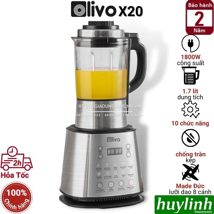 Máy làm sữa hạt đa năng Olivo X20 PLUS - 1.75 lít - 2000W [Mẫu mới 2023] - 13 chức năng xay nấu - Hàng chính hãng