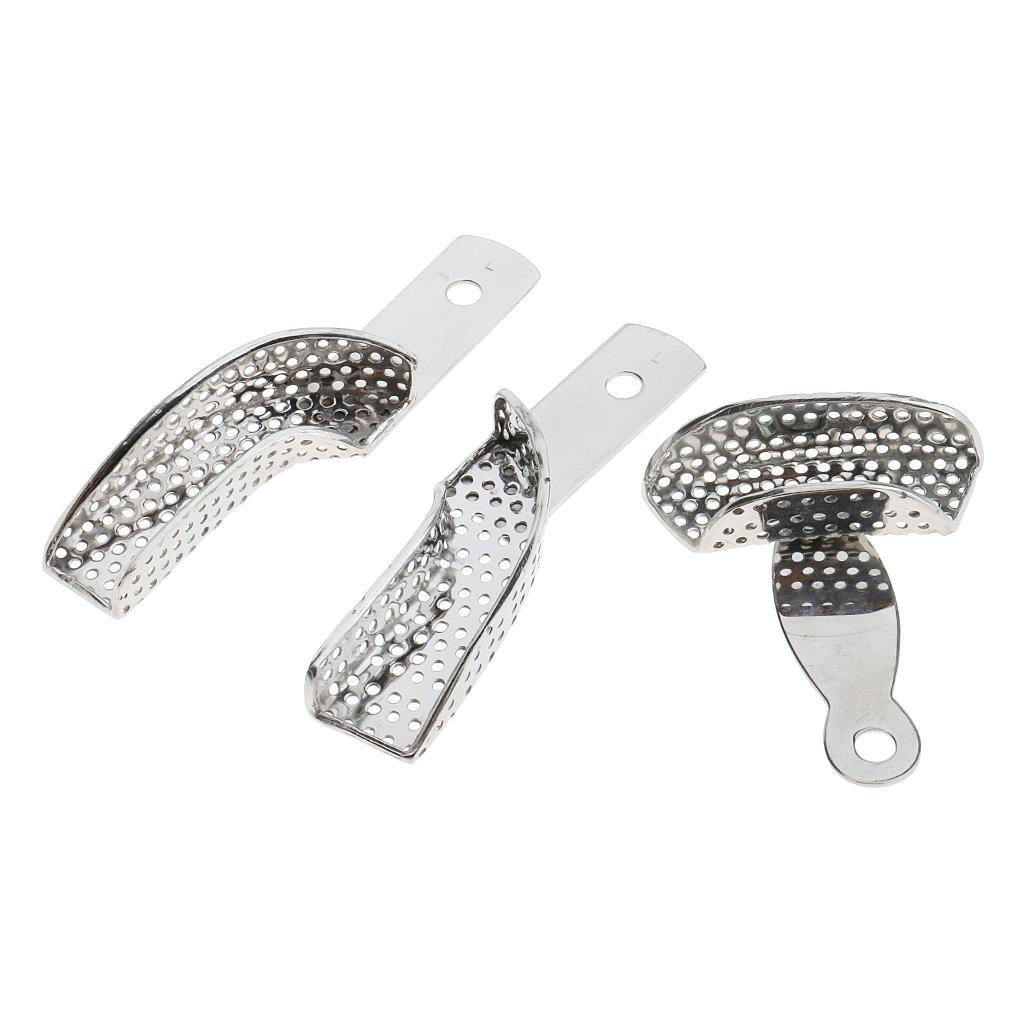 3pcs Stainless Steel Impression Teeth Tray Autoclavable