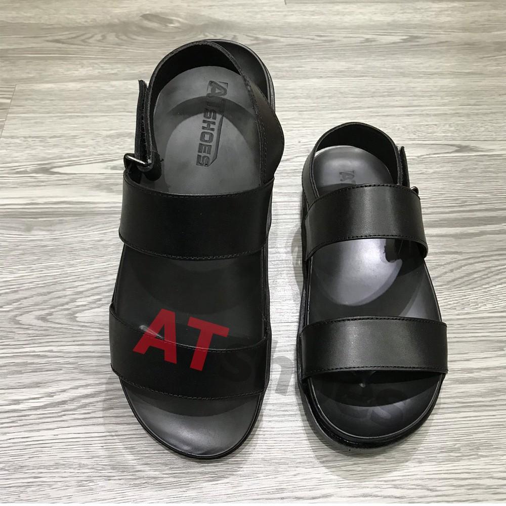 Giày Sandal Nam Dép Quai Hậu Nam Da Bò Thật Cao Cấp, Đế Êm Bên Atshoes Atxd1120 (Đen