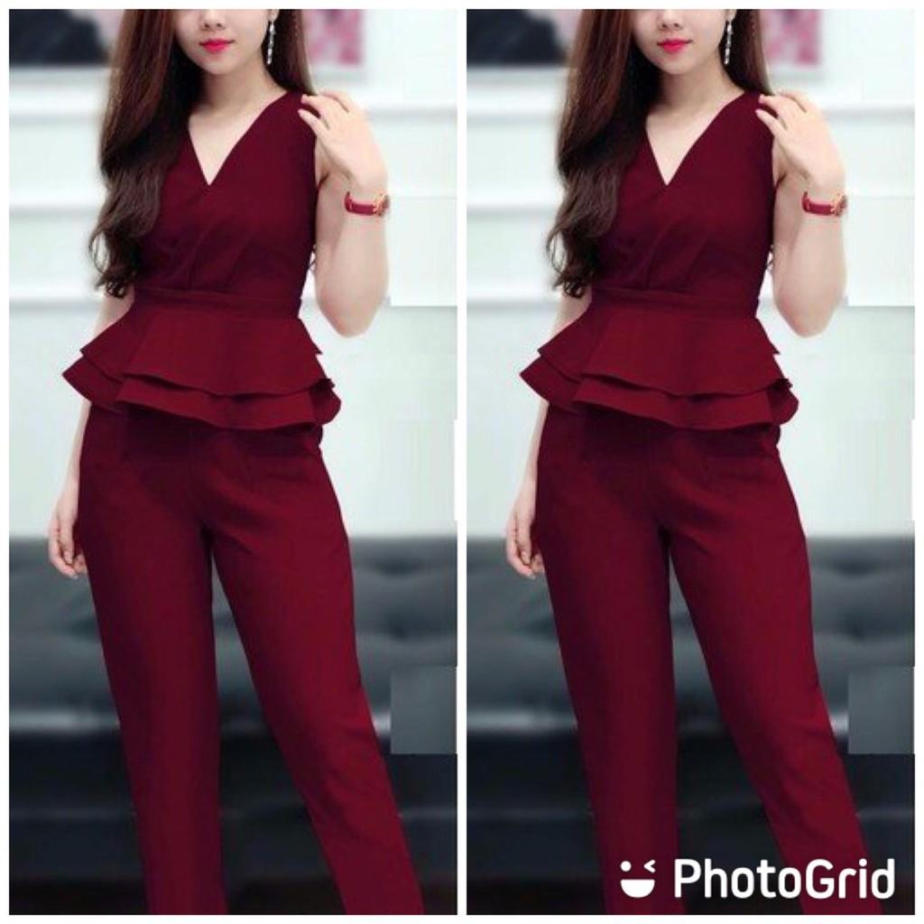 SET BỘ THUN CÁT HÀN, ÁO PEPLUM QUẦN 9 TẤT