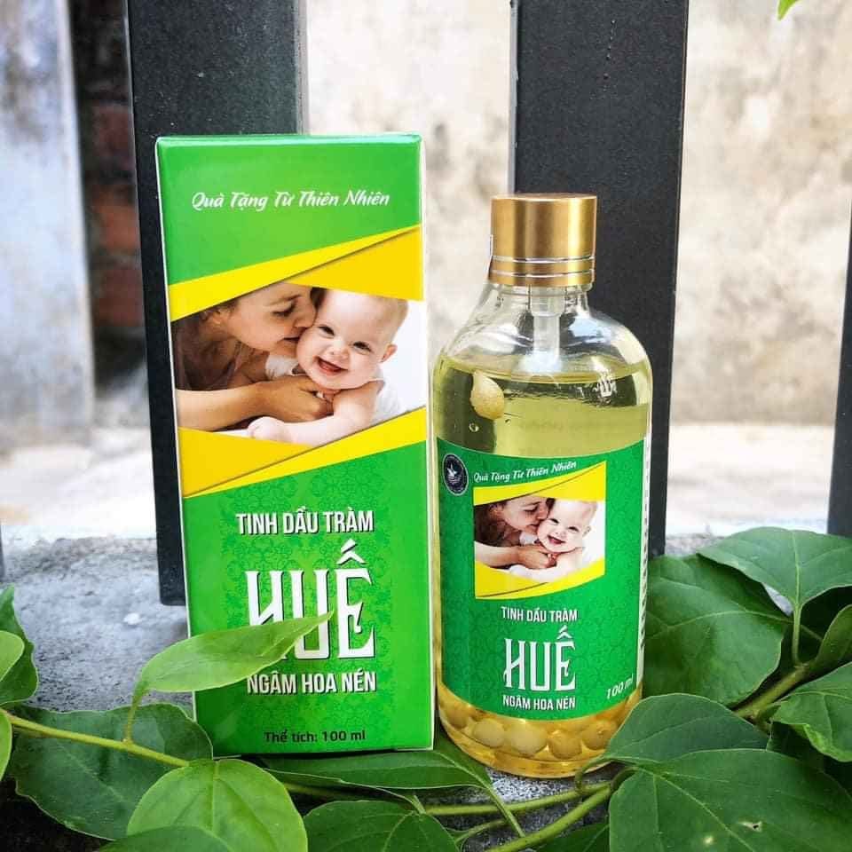 Tinh Dầu Tràm Huế- Hoa nén Nguyên Chất Kháng Khuẩn ,Sát Khuẩn ,Giữ Ấm Cơ Thể Chai 100ml Cho Cả Bé Và Cả Gia Đình