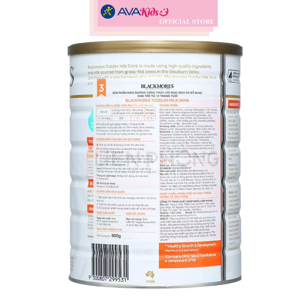 Sữa bột Blackmores Toddler Milk Drink số 3 hương vani 900g (từ 1 tuổi)