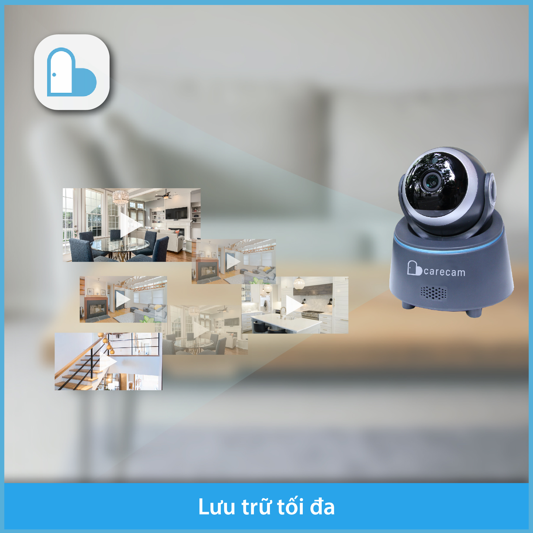 Camera wifi trong nhà Carecam CHY200 2.0MP Full HD, xoay 360 độ, đàm thoại 2 chiều, hỗ trợ thẻ nhớ lên đến 128G, Cảnh báo chống trộm, nhỏ gọn dễ lắp đặt – Hàng nhập khẩu