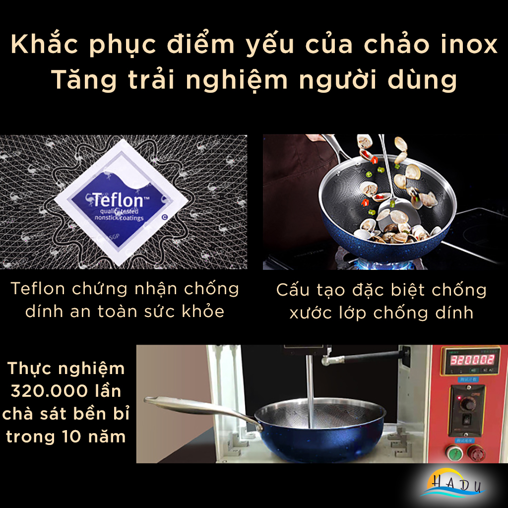 Chảo Chống Dính Bếp Từ Sâu Lòng Có Nắp 30cm Inox 304 Kim Cương Xanh Đạt Chất Lượng Đức SSGP