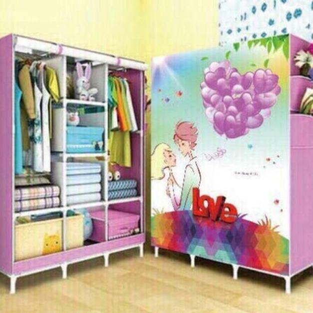 Tủ vải đựng quần áo cao cấp 3 buồng 8 ngăn