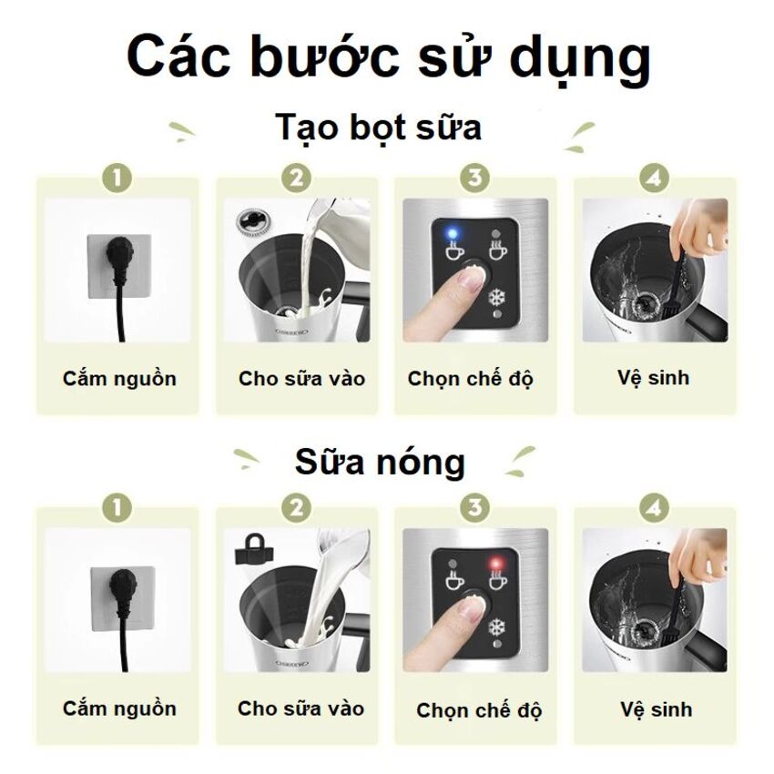 Máy tạo bọt sữa Nóng và Lạnh 4 trong 1 thương hiệu Mỹ HiBREW M3A - Hàng nhập khẩu