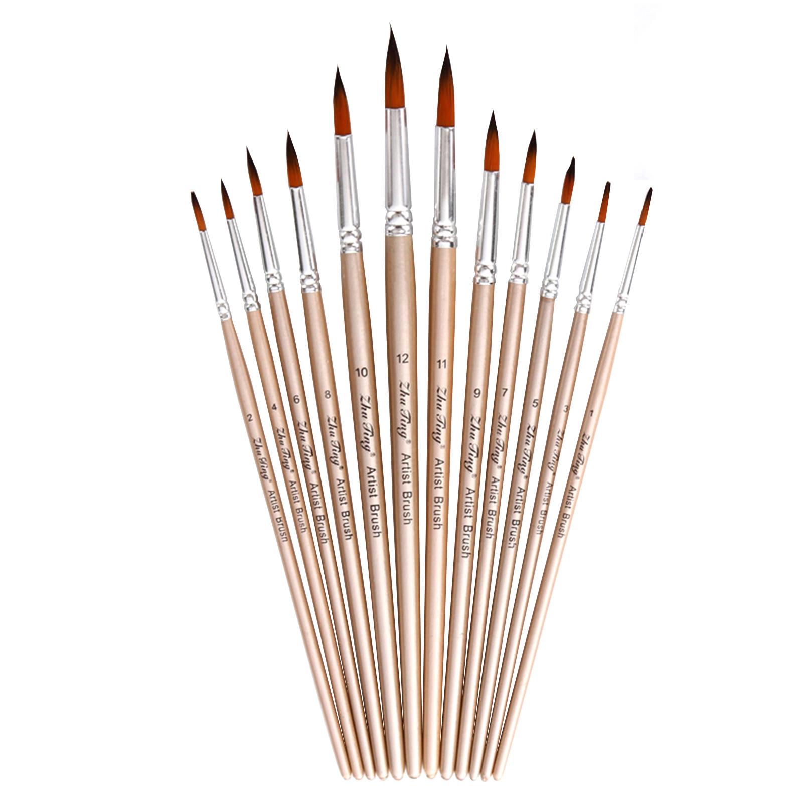 12 cái cọ sơn Bộ Kit phẳng Shader Mẹo cọ với tóc nylon cho nghệ sĩ Acrylic