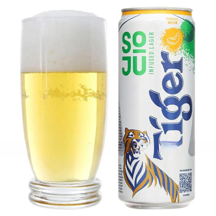 Thùng 20 Lon Bia Tiger Soju Infused Lager Wonder Melon 330ml