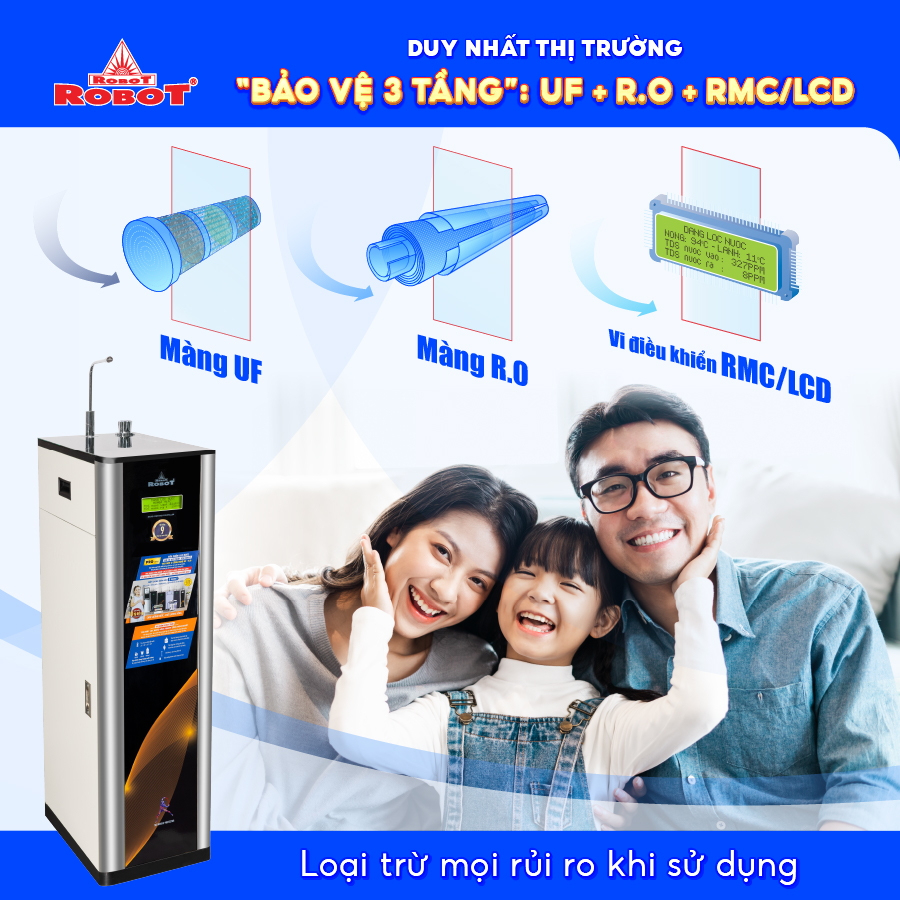 Máy Lọc Nước ROBOT Chức Năng Nóng Thông Minh Công Nghệ Lọc R.O + UF Classy Pro 339GHKQ-UR - Hàng Chính Hãng