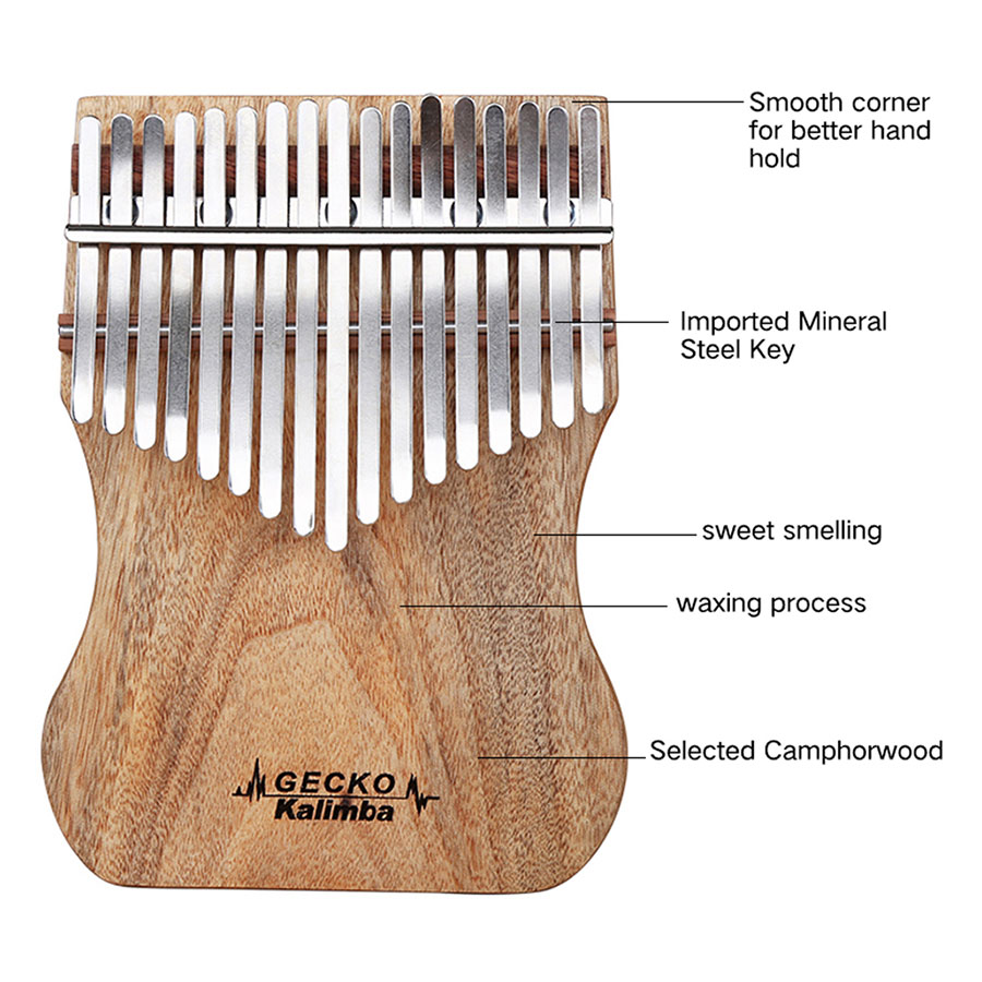 Đàn Kalimba Gecko 17 Phím K17CAP Gỗ Long Não Kèm Kèn Kazoo