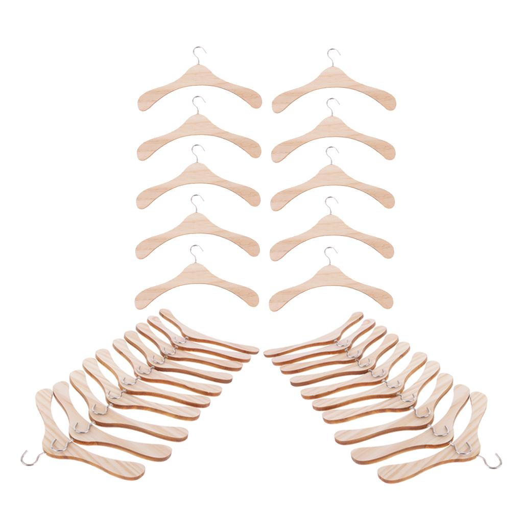 30 Gói Bằng Gỗ Tự Nhiên Móc Treo Áo Khoác Móc Treo Áo BJD SD17 Chú Búp Bê
