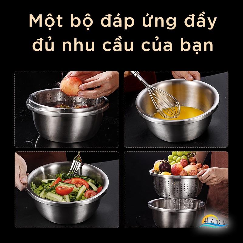 Bộ Rổ Thau Inox 304 Lưới Lớn Nhỏ Sâu Lòng Cao Cấp 20cm 22cm 24cm 16cm 28cm 30cm 32cm 34cm Đạt Chất Lượng Đức HADU