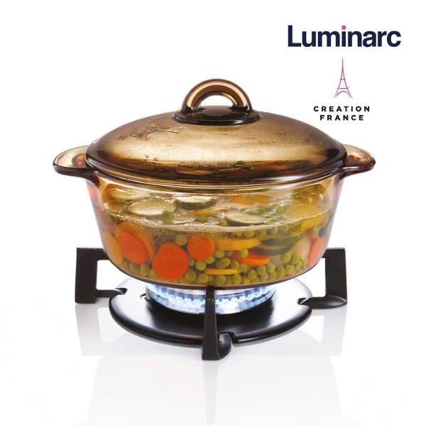 Bộ 2 Nồi Thuỷ Tinh Luminarc Amberline Granite 2 Lít/ 3 Lít (Bảo Hành 10 năm)-LUGR23