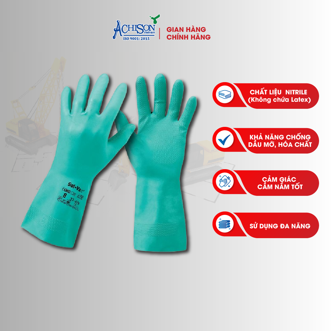Găng tay cao su chống hóa chất, găng tay rửa chén Ansell 37-676
