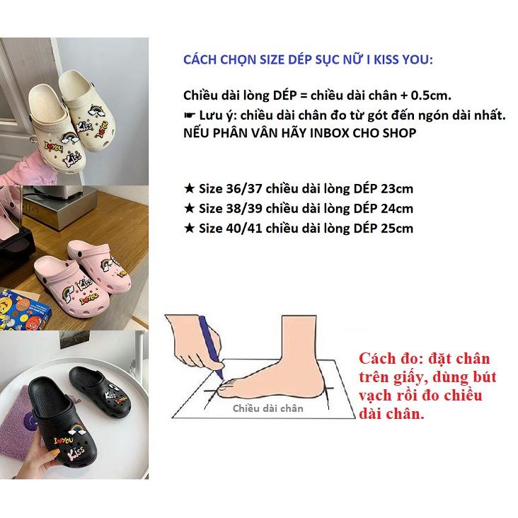 Dép Sục Nữ I KISS YOU Thời Trang Cho Bạn Nữ Dễ Thương Gắn Sticker [H65] Nhẹ Bền êm Chân Giá Cực Rẻ - LuckyShoes VN - Hồng