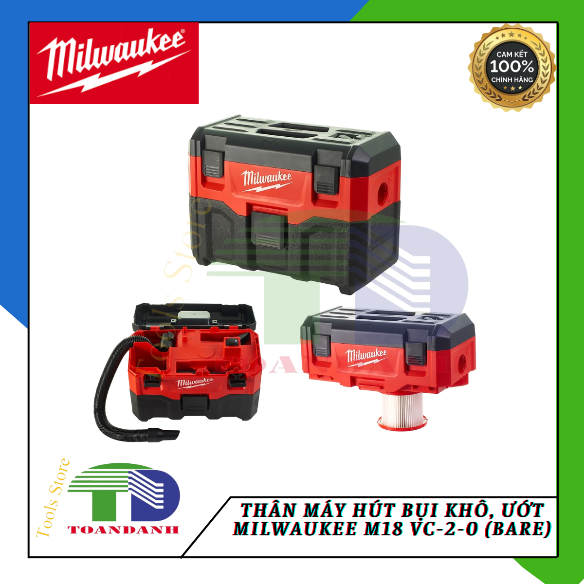 Thân Máy hút bụi khô, ướt Milwaukee M18 VC-2-0