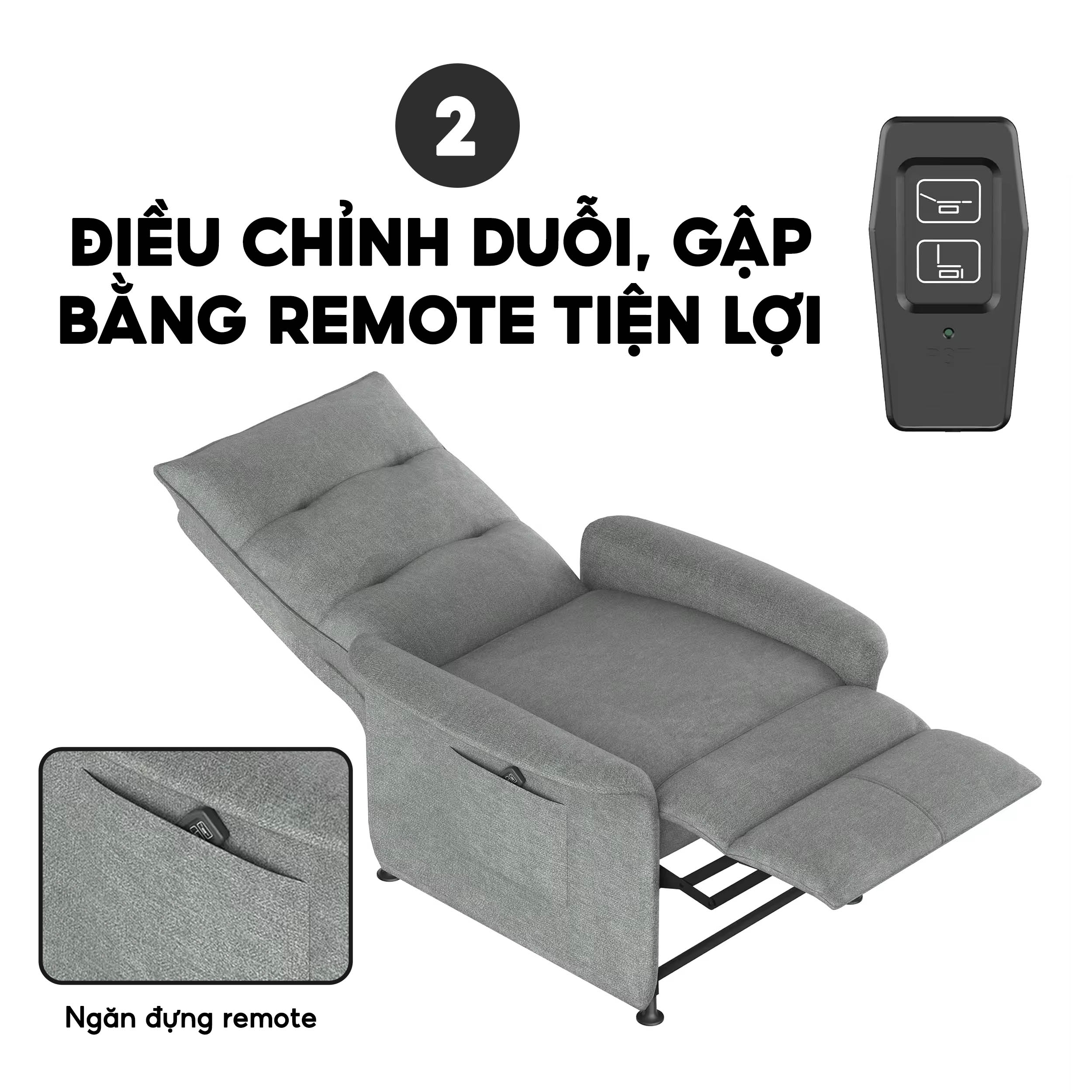 Ghế sofa đơn chỉnh điện iCockpit Zero Gravity, có thể ngả thành giường