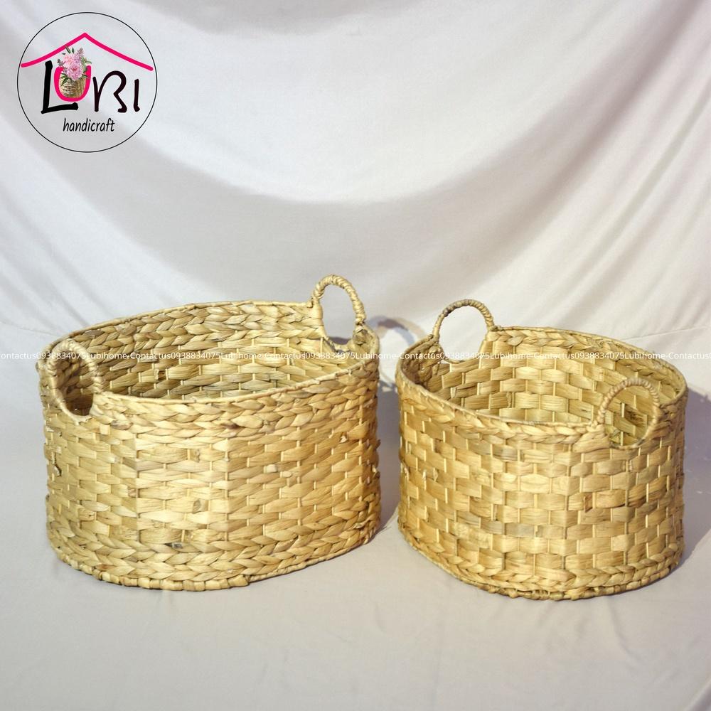 Lubihandicraft - Sọt đựng đồ đan lục bình hình oval - cỡ lớn, sang trọng